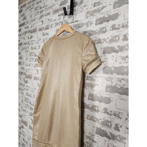 2B.Rych Dress Size 4 Metallic Gold Sparkle Edgy Zipper Pockets Linen Rocker - Picture 9 of 16